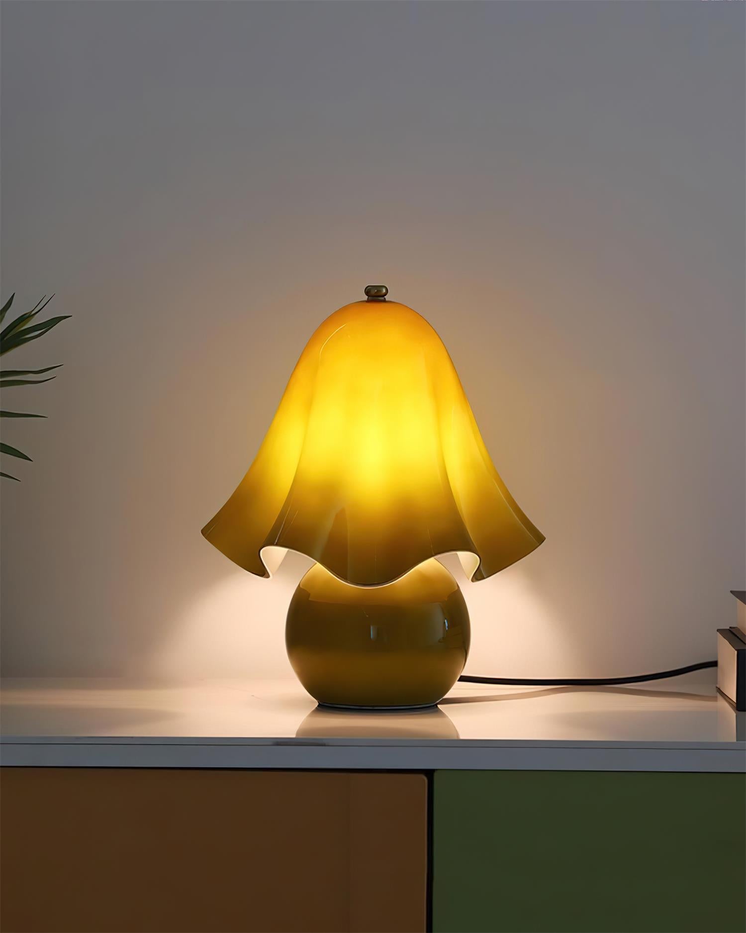 Table Lamp Hand-Blown Glass 12.6 in Indoor Living Room Decorative Accent Light | Thomler