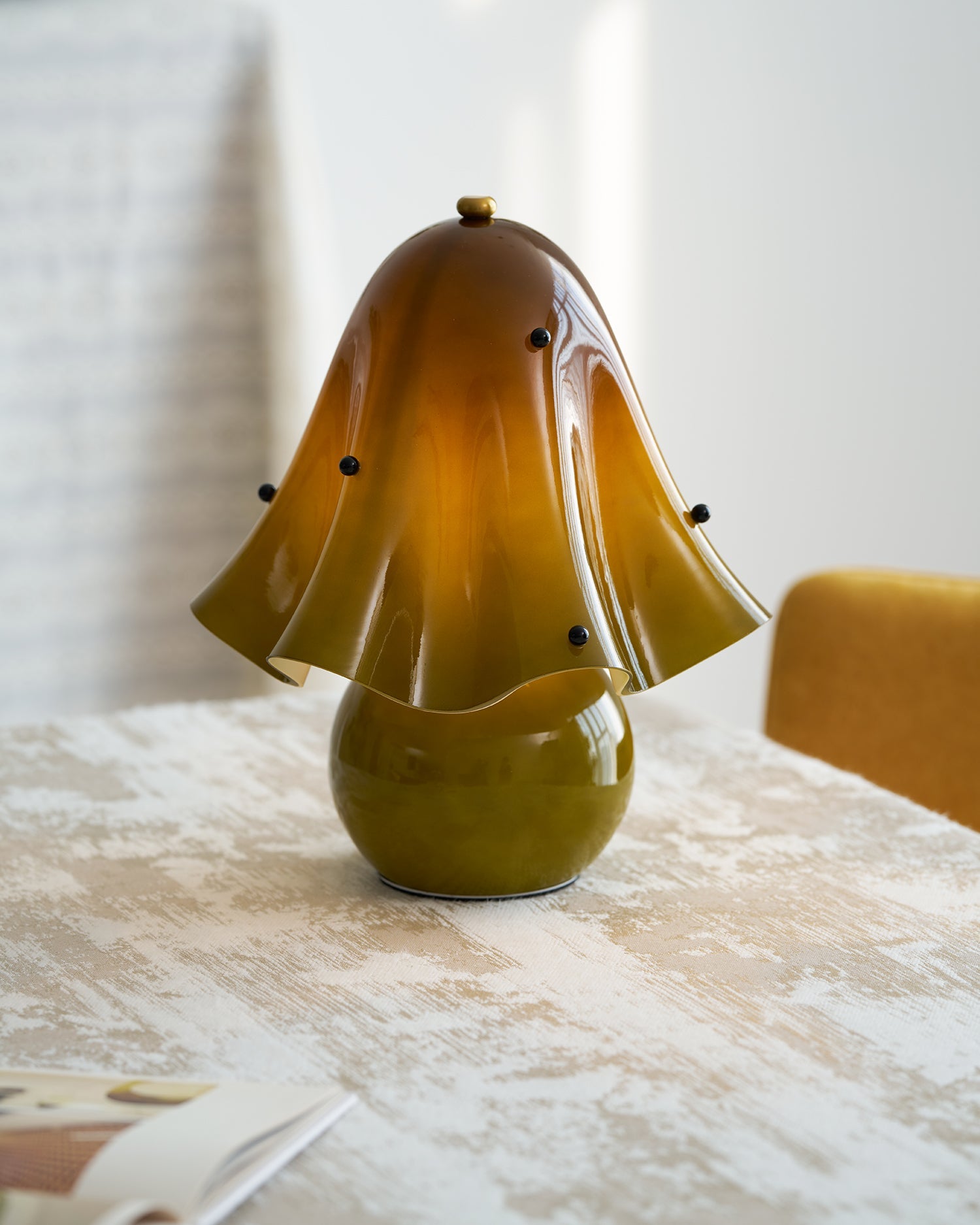 Table Lamp Hand-Blown Glass 12.6 in Indoor Living Room Decorative Accent Light | Thomler