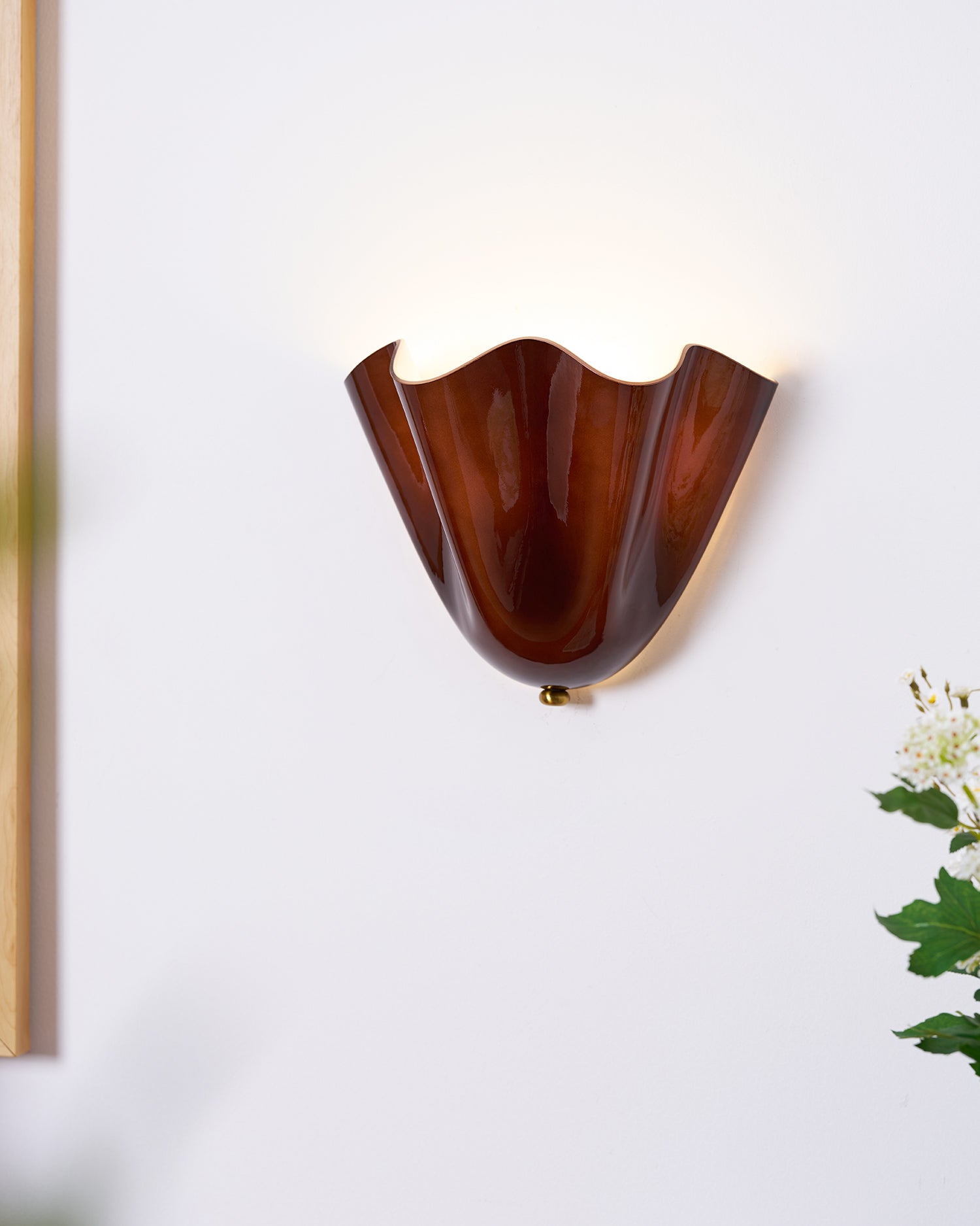 Wall Light 11 in x 10 in x 5.1 in Indoor Metal Glass LED Fixture Beige Green Brown Amber Home Hallway Bedroom Living Room Decorative Lighting | Thomler