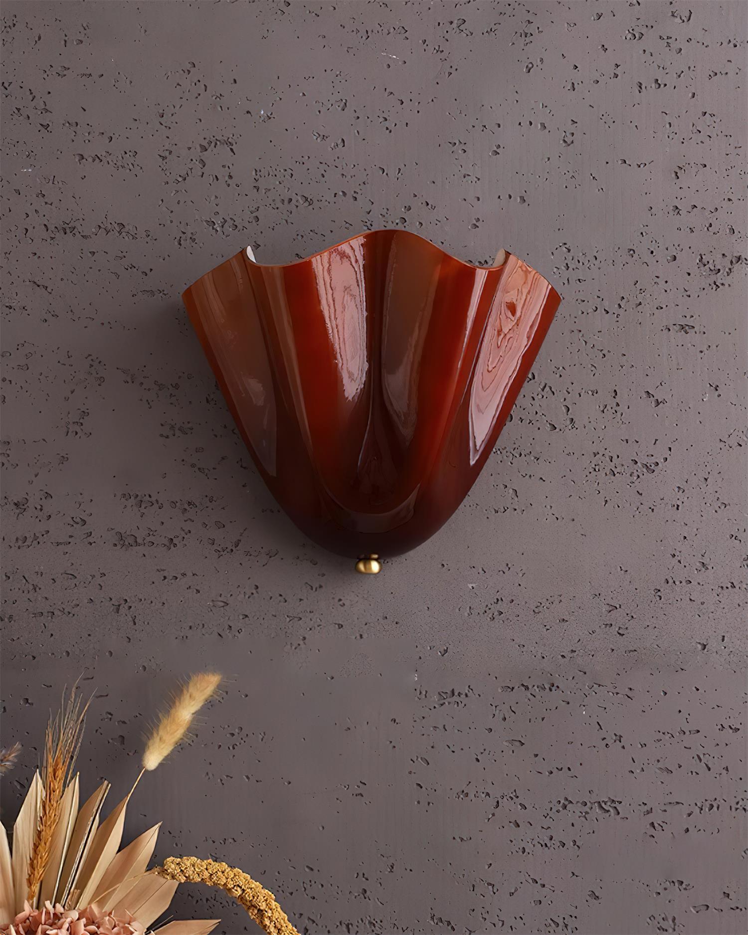 Wall Lamp Glass 11 in Hand Blown Petal Shade Bedroom Hallway Decorative Sconce Lighting Fixture | Thomler