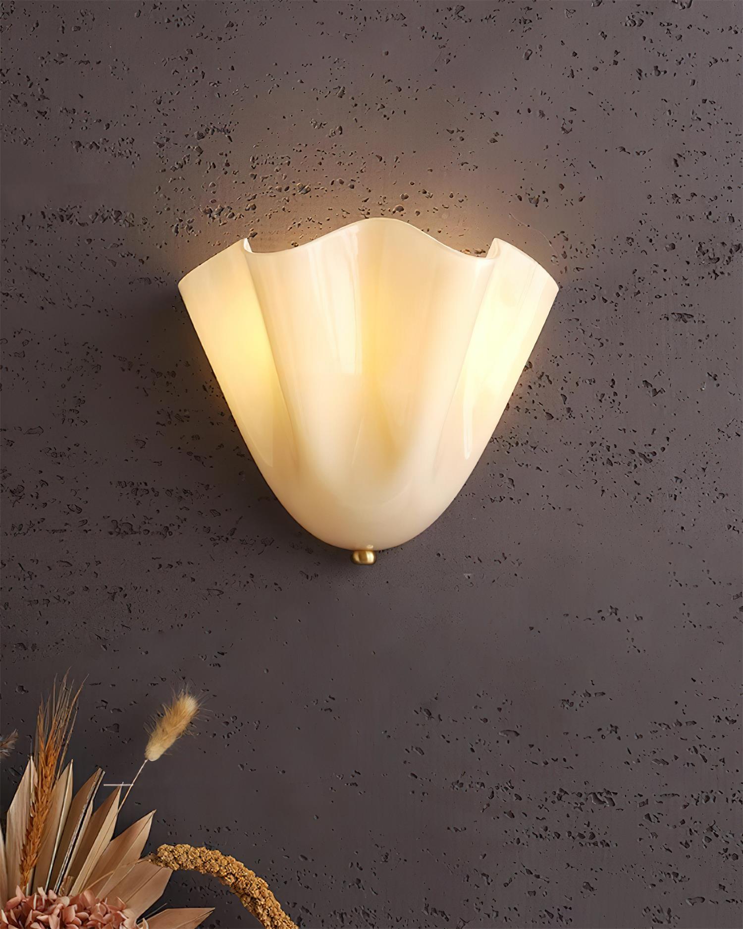 Wall Lamp Glass 11 in Hand Blown Petal Shade Bedroom Hallway Decorative Sconce Lighting Fixture | Thomler