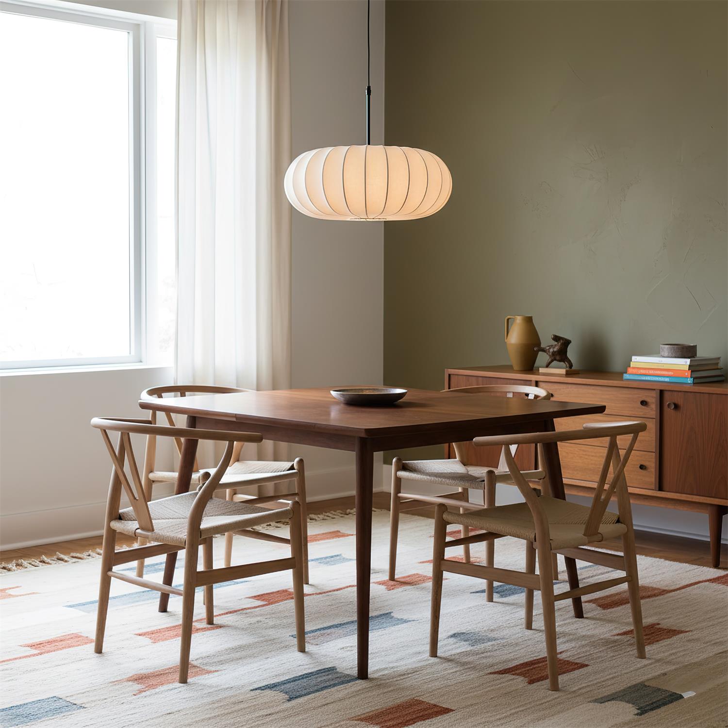 Pendant Light Fabric Shade 19.6 in Adjustable Ceiling Lamp White Black Dining Room Kitchen Island Hanging Light | Thomler