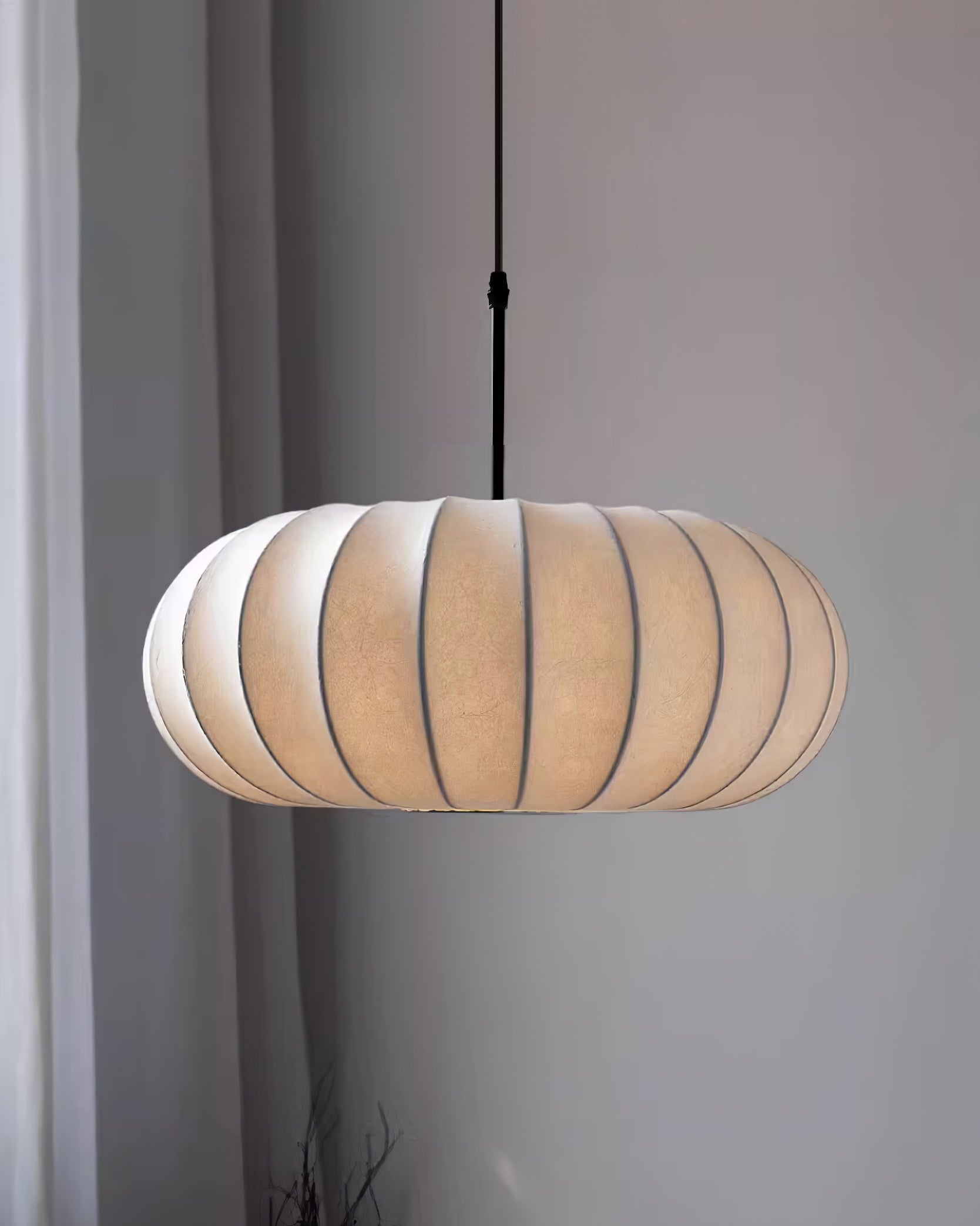 Pendant Light Fabric Shade 19.6 in Adjustable Ceiling Lamp White Black Dining Room Kitchen Island Hanging Light | Thomler