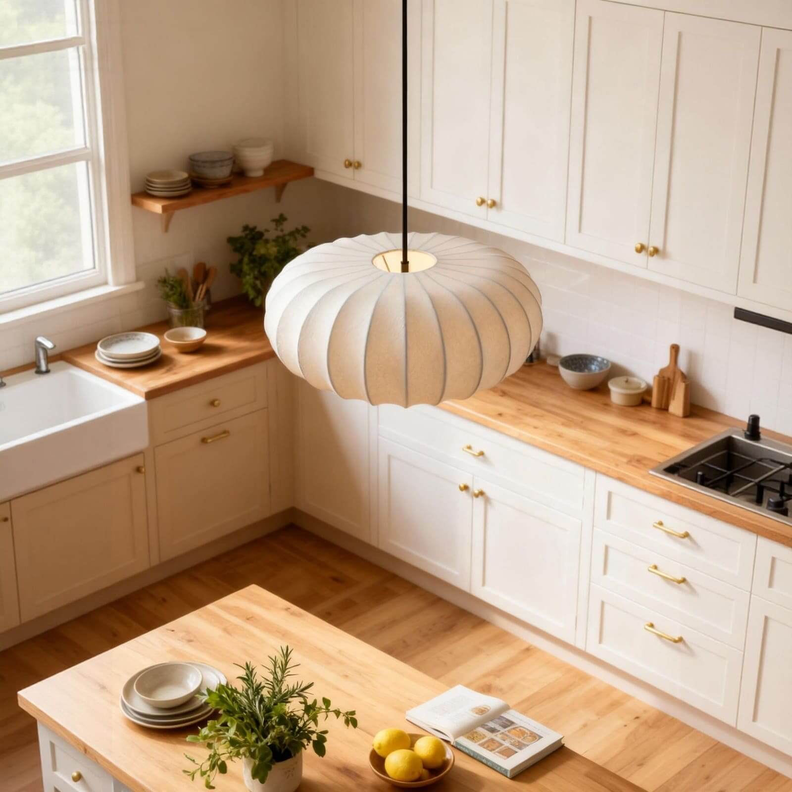 Pendant Light Silk 11.8 in to 19.6 in Warm Indoor Dining Living Room Lighting Decorative LED | Thomler