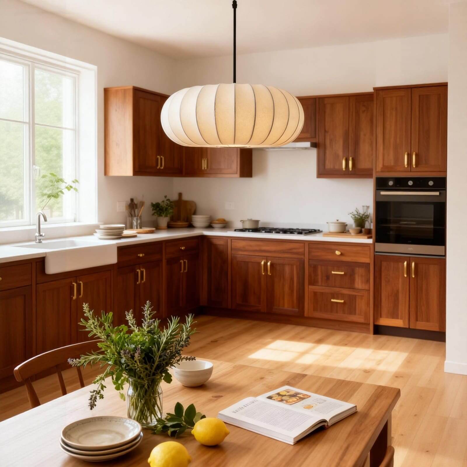 Pendant Light Silk 11.8 in to 19.6 in Warm Indoor Dining Living Room Lighting Decorative LED | Thomler