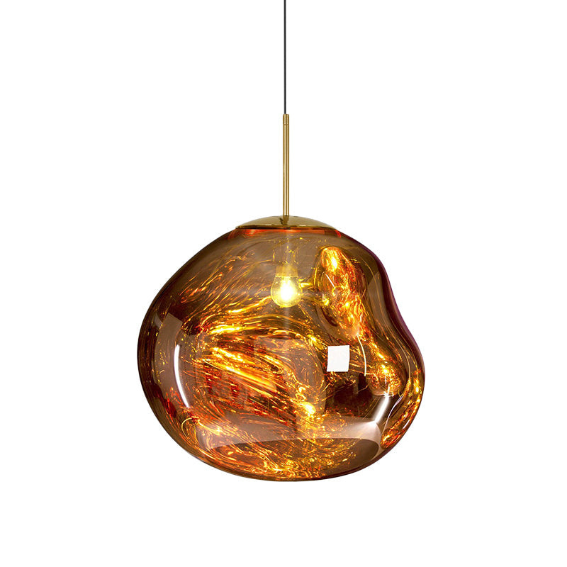 Glass Pendant Light Fixture for Dining Room & Kitchen – Modern Metal Hanging Lamp in Gold, Silver & Red – E26 Socket for LED & | Thomler