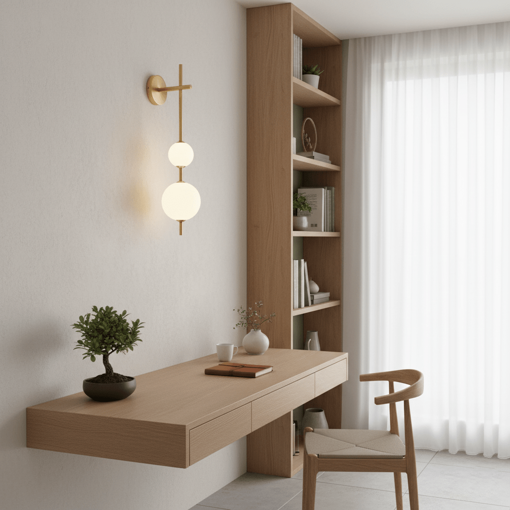 Vertical Glass Globe Wall Lamp 25.6 in LED Brass Indoor Lighting Warm Glow Bedroom Hallway Study Bathroom Sconce | Thomler