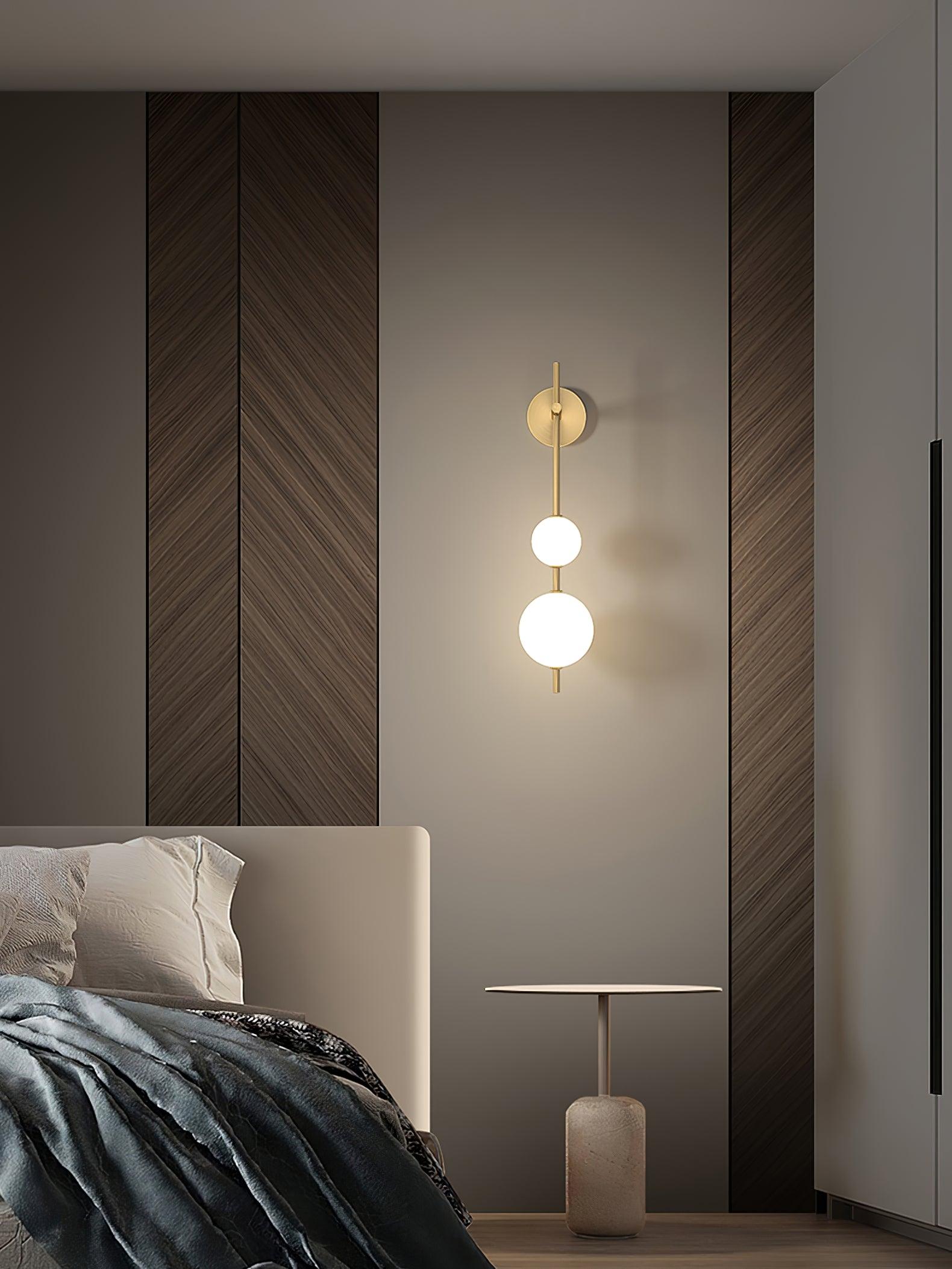 Vertical Glass Globe Wall Lamp 25.6 in LED Brass Indoor Lighting Warm Glow Bedroom Hallway Study Bathroom Sconce | Thomler