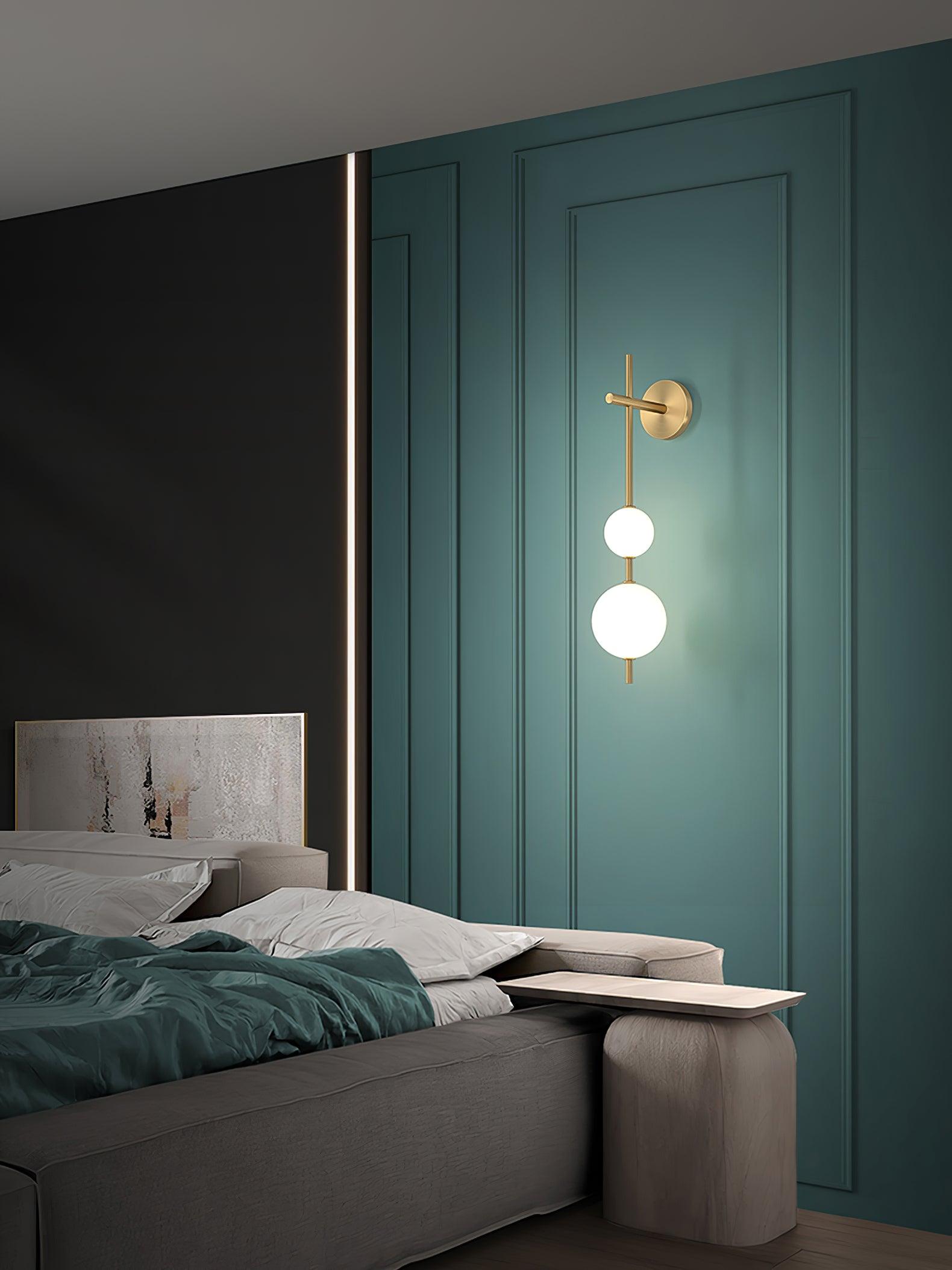 Vertical Glass Globe Wall Lamp 25.6 in LED Brass Indoor Lighting Warm Glow Bedroom Hallway Study Bathroom Sconce | Thomler