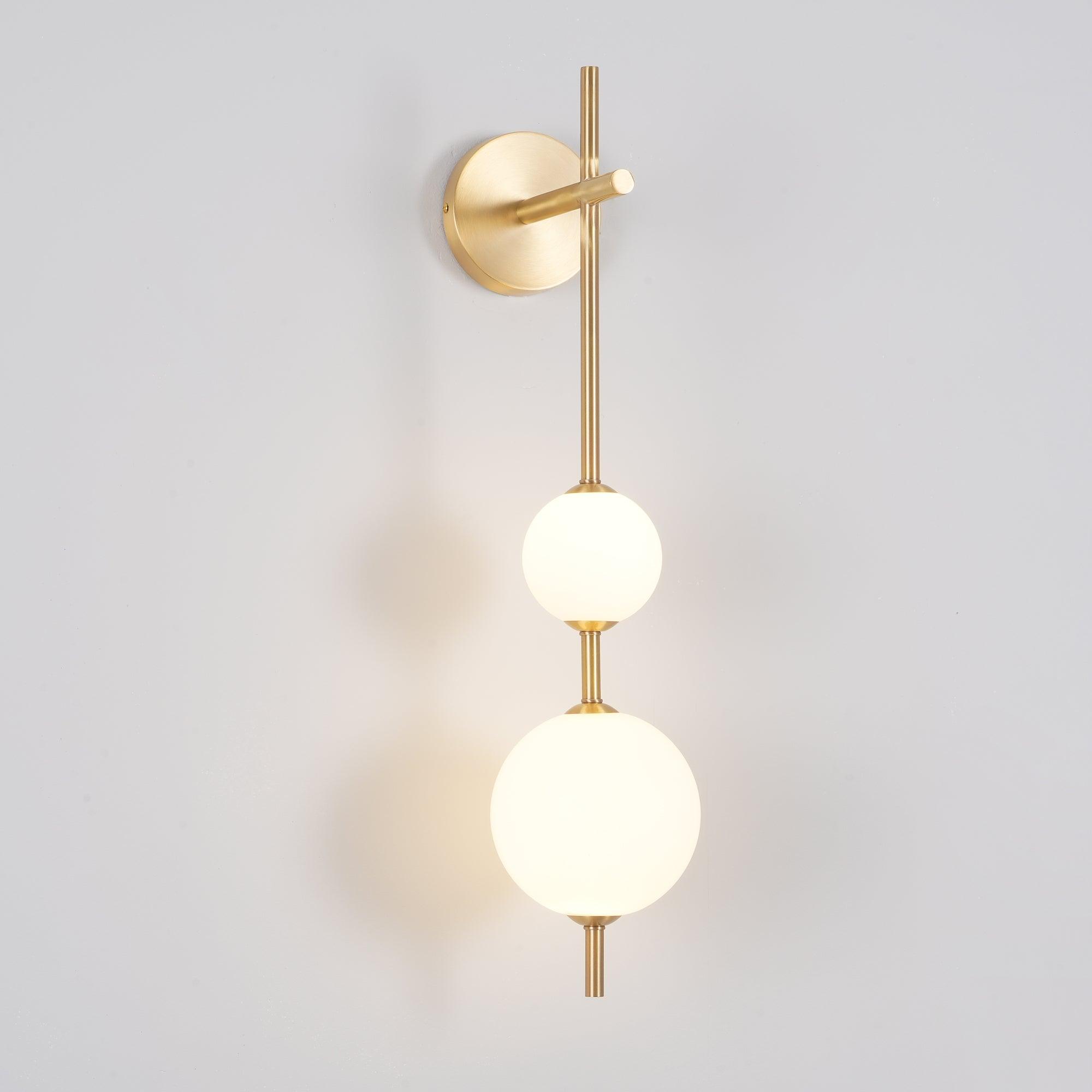 Vertical Glass Globe Wall Lamp 25.6 in LED Brass Indoor Lighting Warm Glow Bedroom Hallway Study Bathroom Sconce | Thomler