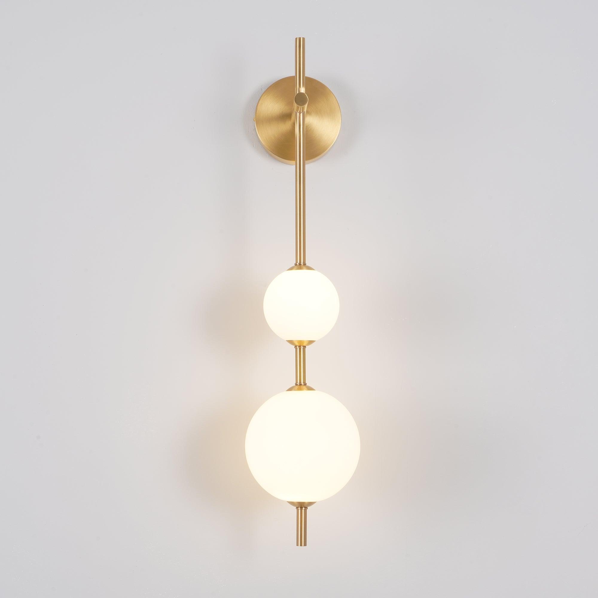 Vertical Glass Globe Wall Lamp 25.6 in LED Brass Indoor Lighting Warm Glow Bedroom Hallway Study Bathroom Sconce | Thomler