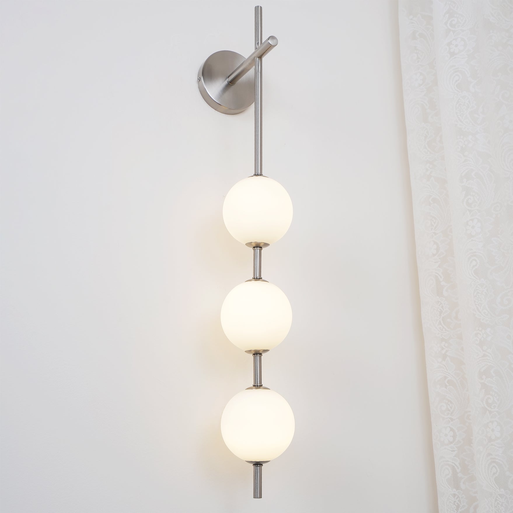Vertical Glass Globe Wall Lamp 25.6 in LED Brass Indoor Lighting Warm Glow Bedroom Hallway Study Bathroom Sconce | Thomler