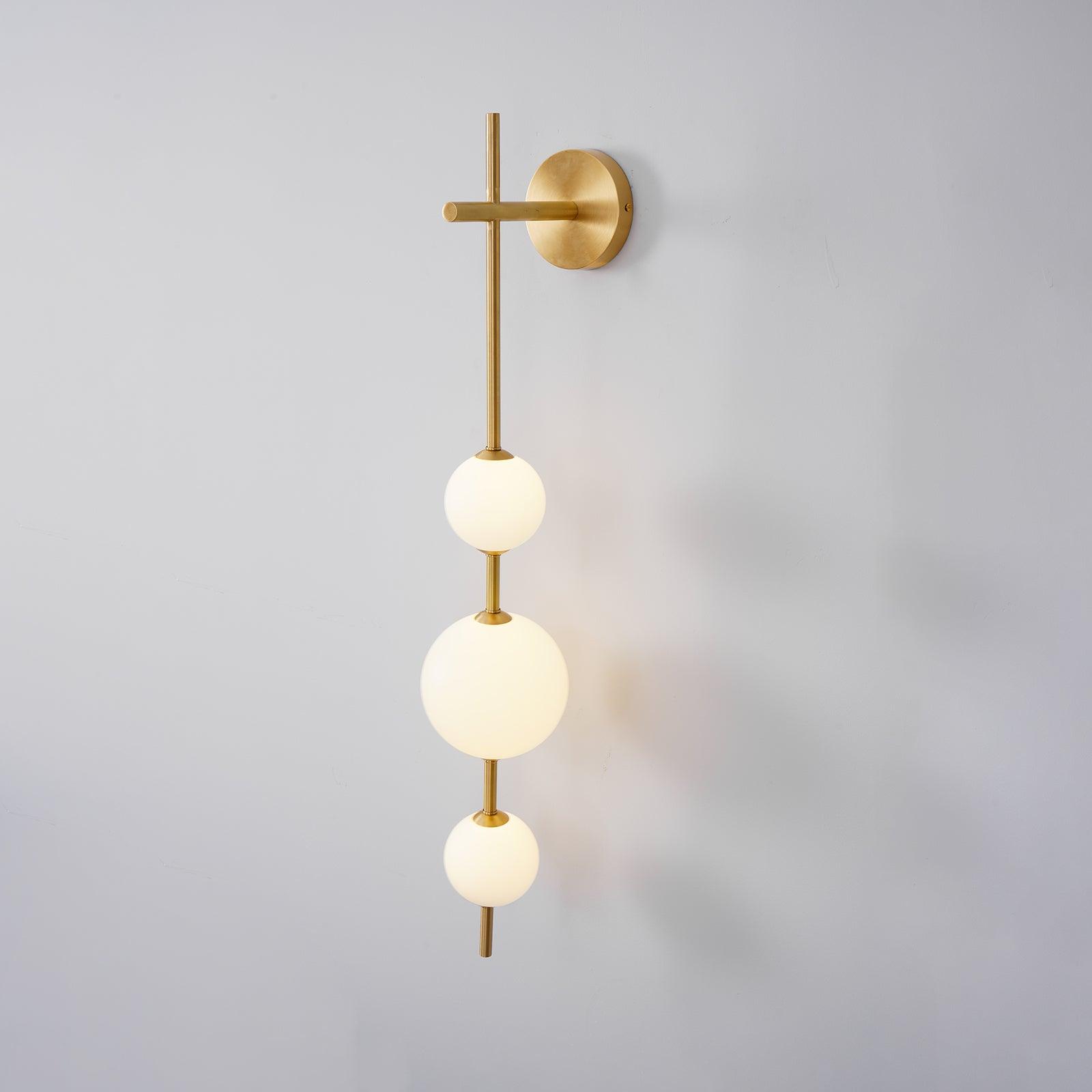 Vertical Glass Globe Wall Lamp 25.6 in LED Brass Indoor Lighting Warm Glow Bedroom Hallway Study Bathroom Sconce | Thomler