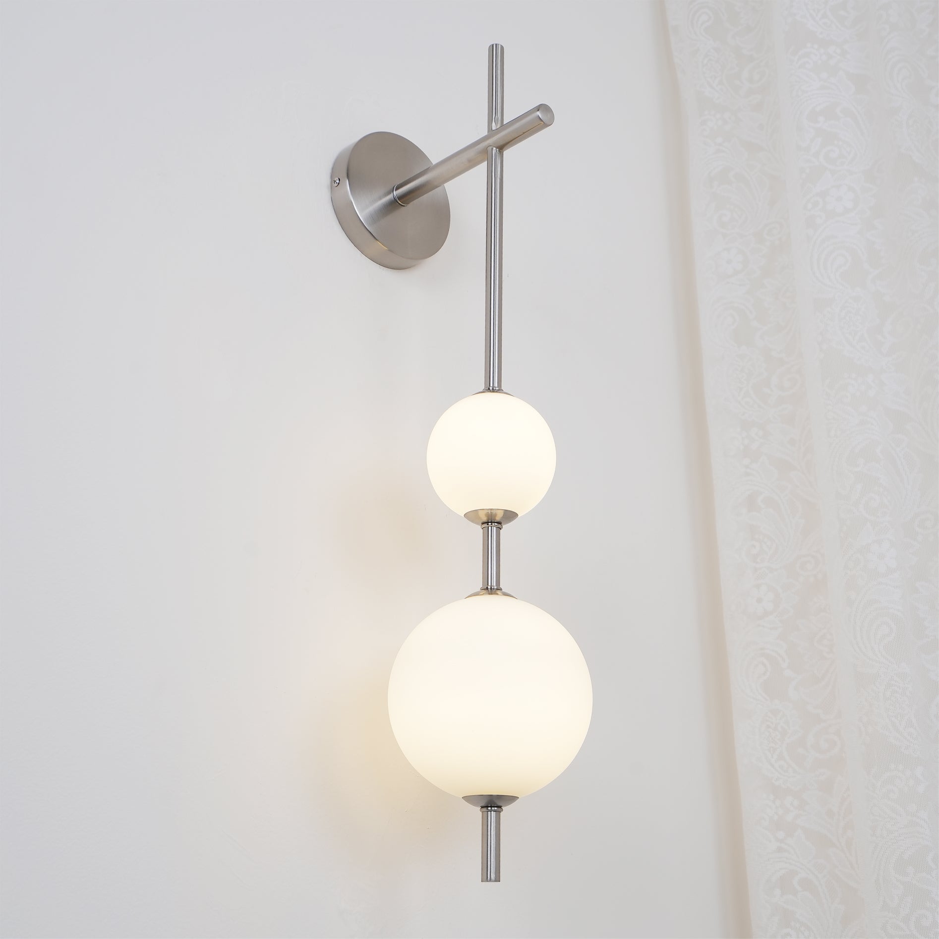 Vertical Glass Globe Wall Lamp 25.6 in LED Brass Indoor Lighting Warm Glow Bedroom Hallway Study Bathroom Sconce | Thomler