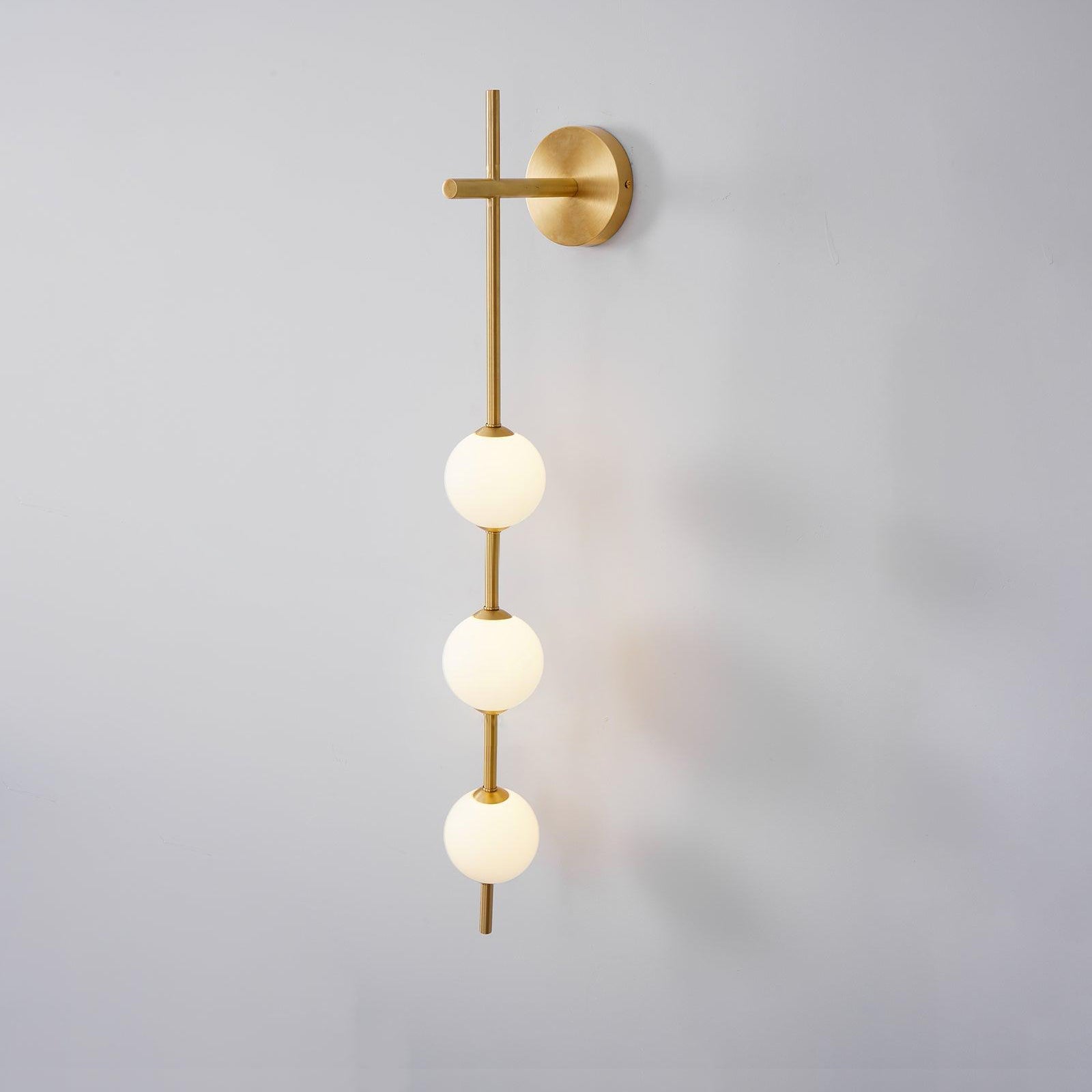 Vertical Glass Globe Wall Lamp 25.6 in LED Brass Indoor Lighting Warm Glow Bedroom Hallway Study Bathroom Sconce | Thomler