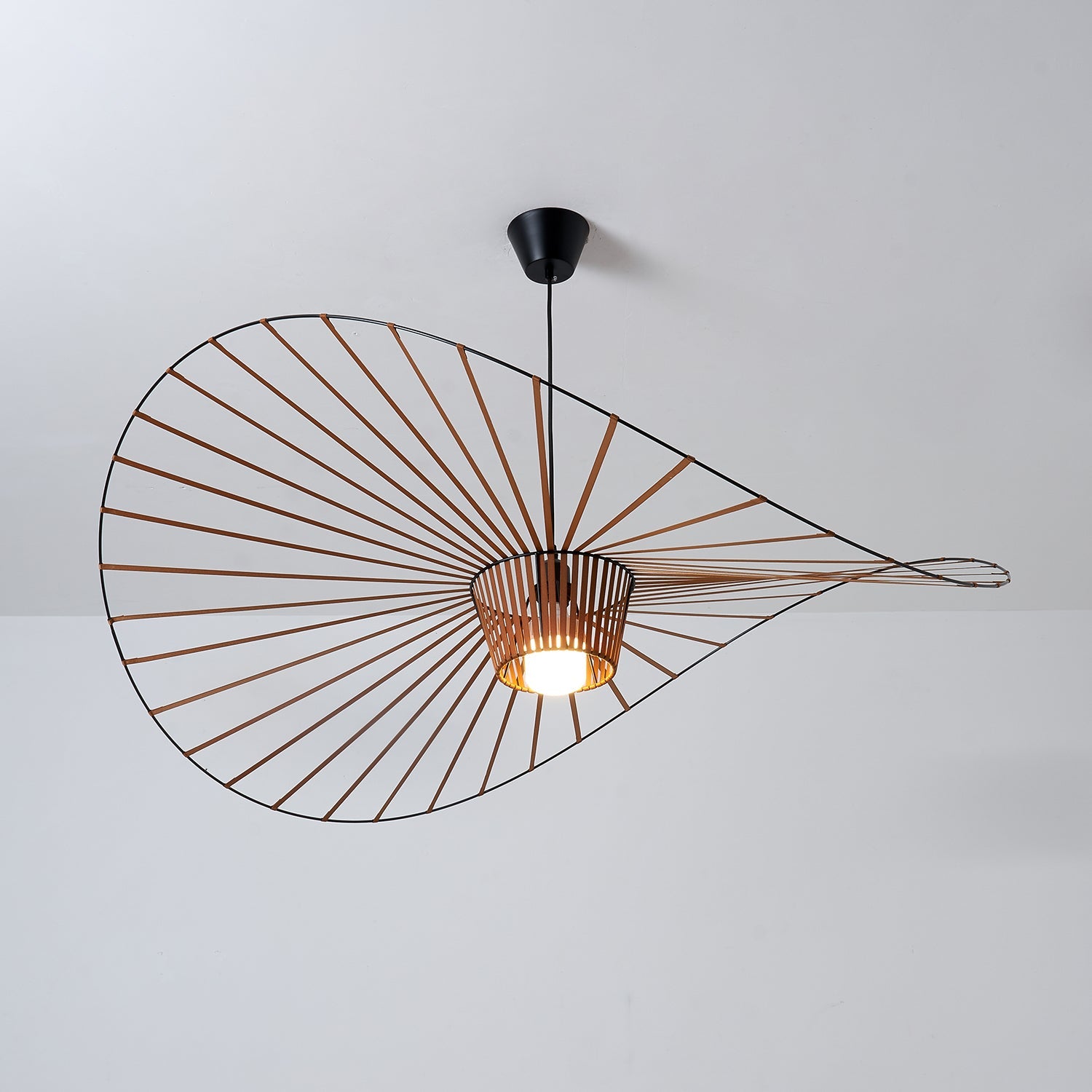 Pendant Light Fiber Glass 47.2 in Black Dining Room Living Room Hanging Ceiling Lamp | Thomler