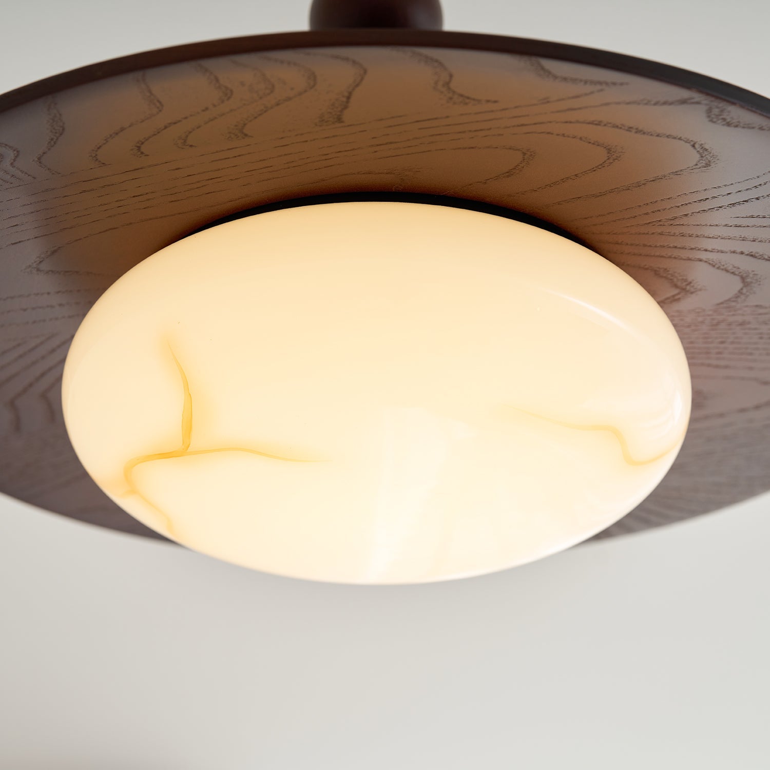 Ceiling Light Wood 14.1 in White Alabaster Dining Room Kitchen Living Room LED Fixture | Thomler
