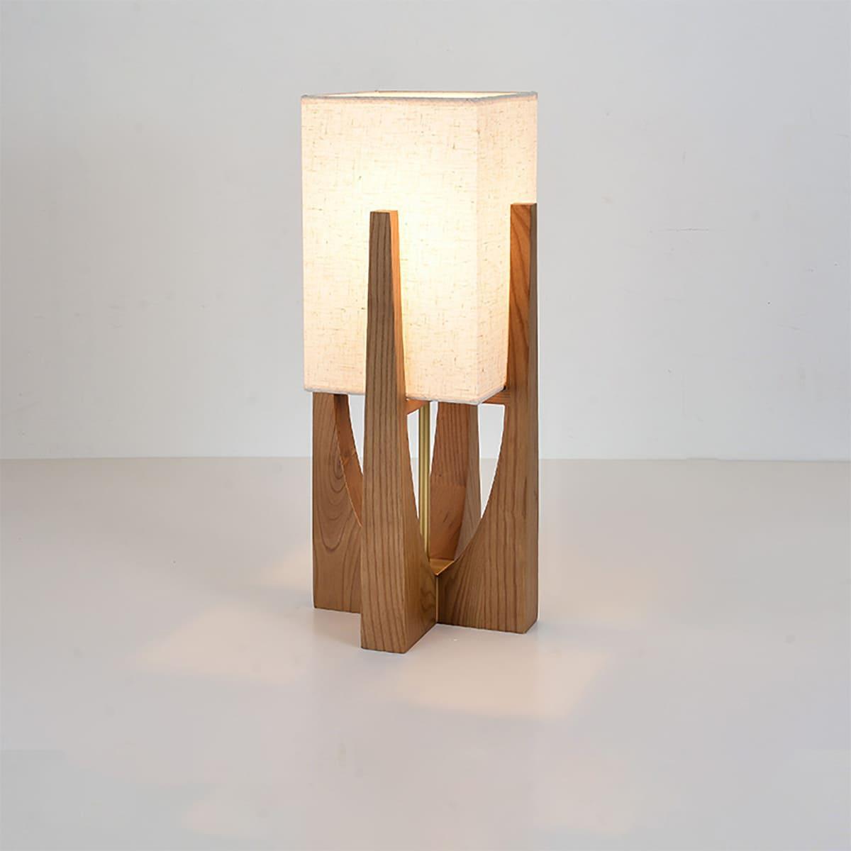 Floor Lamp Wood Fabric Shade 57 in Retro Living Room Bedroom Mid Century Standing Light Ambient Lighting | Thomler