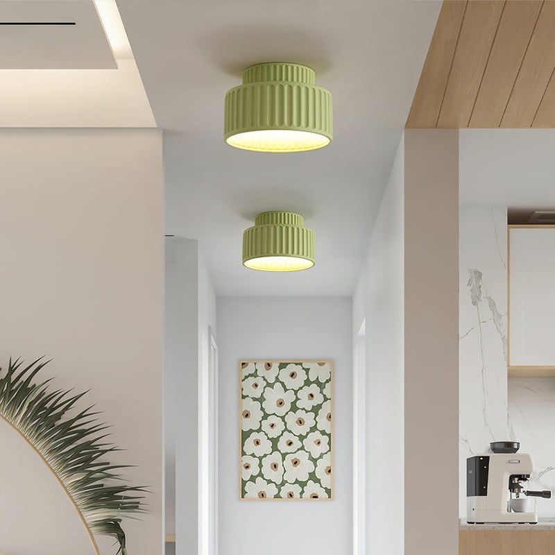 Ceiling Lamp Resin Ribbed E27 White Compact Living Room Kitchen Hallway Flush Mount Modern Scandinavian Lighting | Thomler