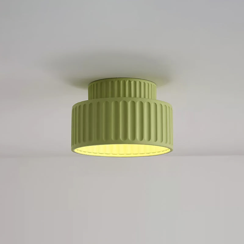 Ceiling Lamp Resin Ribbed E27 White Compact Living Room Kitchen Hallway Flush Mount Modern Scandinavian Lighting | Thomler