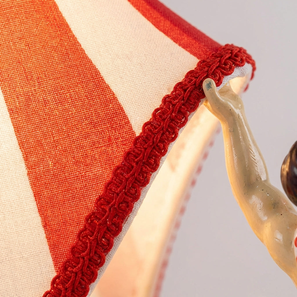 Table Lamp Resin Circus Design 30.0 cm Red White Bedside Desk Vintage Accent Lighting Adjustable Arm E27 | Thomler