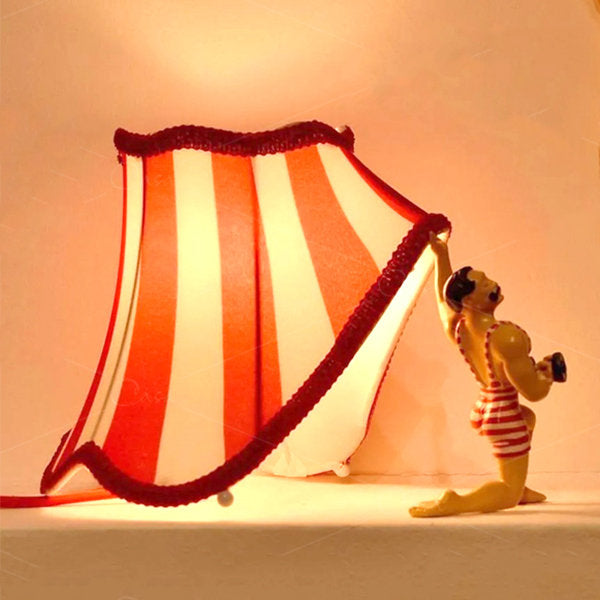 Table Lamp Resin Circus Design 30.0 cm Red White Bedside Desk Vintage Accent Lighting Adjustable Arm E27 | Thomler