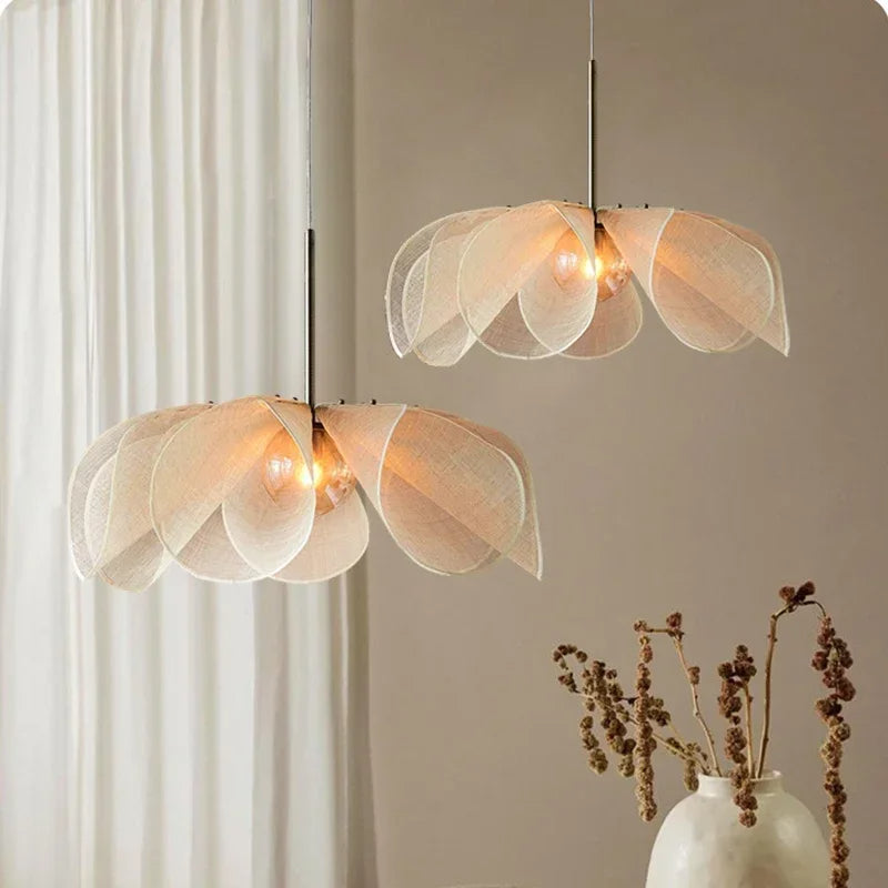 Cloth Shade Hanging Lamp with Height-Adjustable Cord for Dining Room & Bedroom | Thomler