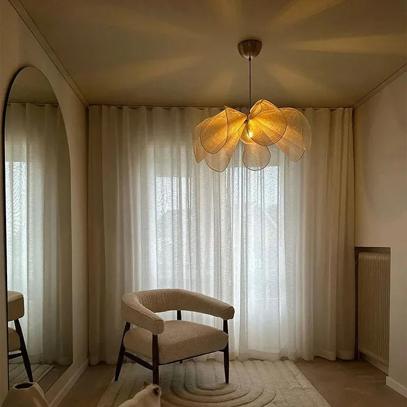 Cloth Shade Hanging Lamp with Height-Adjustable Cord for Dining Room & Bedroom | Thomler