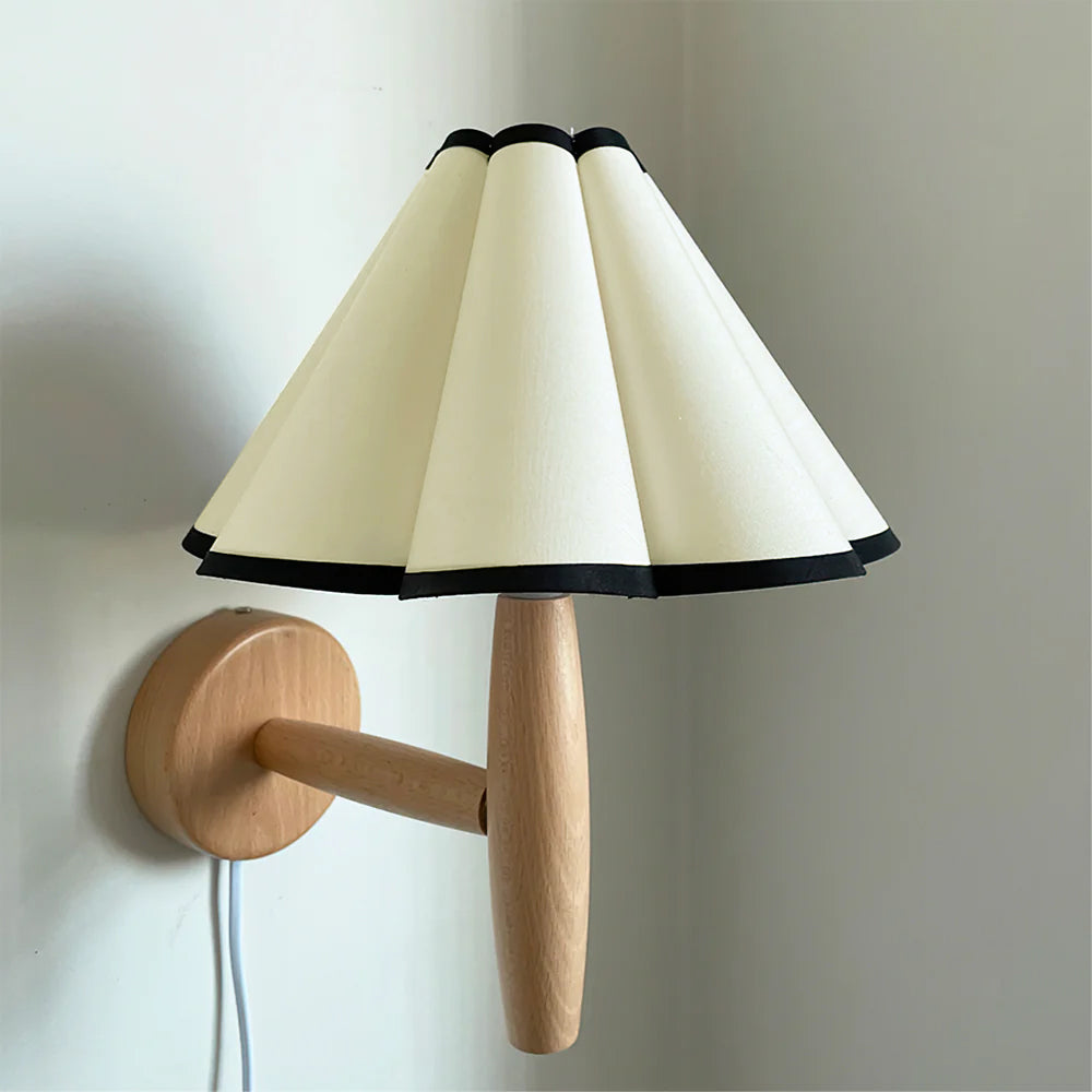 Wall Lamp Wood Fluted 12.2 in Indoor Living Room Bedroom Lighting Adjustable Vintage Style | Thomler