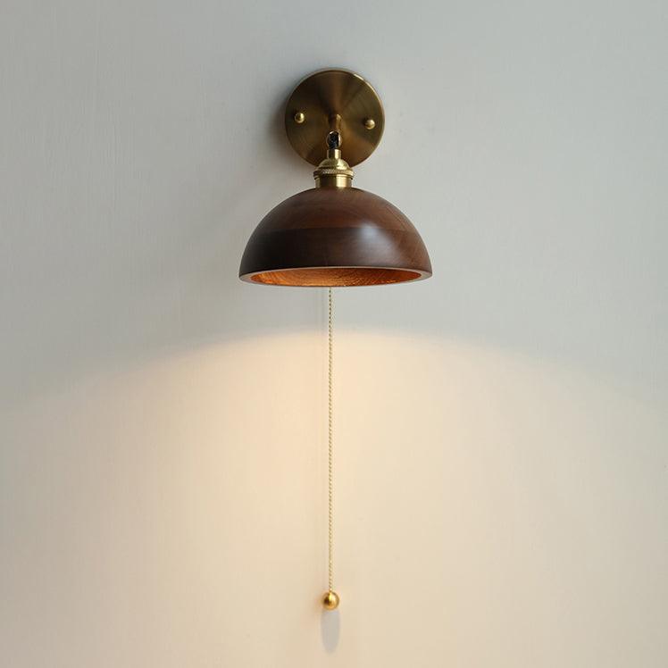Wooden Wall Sconce 6.3 in to 7.1 in Walnut Indoor Accent Lighting for Living Room Bedroom Hallway Decor | Thomler