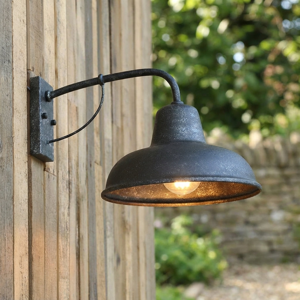 Wall-Mount Outdoor Light Fixture in Classic Vintage Finish for Porch Entryway Patio Exterior – E26 Hardwired, Iron Black – LED Compatible | Thomler
