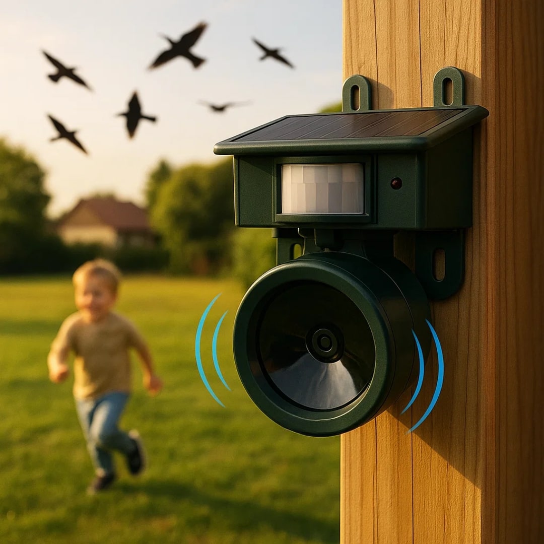 Solar-Powered Bird Deterrent with Motion Sensor and Predator Calls for Yard, Patio, and Roof Protection | Thomler