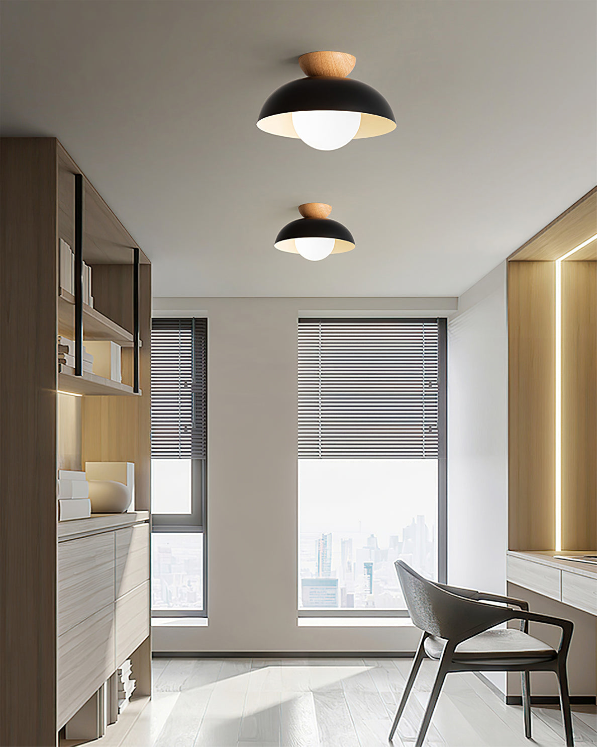 Pendant Light Metal Glass 11.8 in White Black Dining Room Kitchen Hanging Ceiling Lamp E26 E27 | Thomler