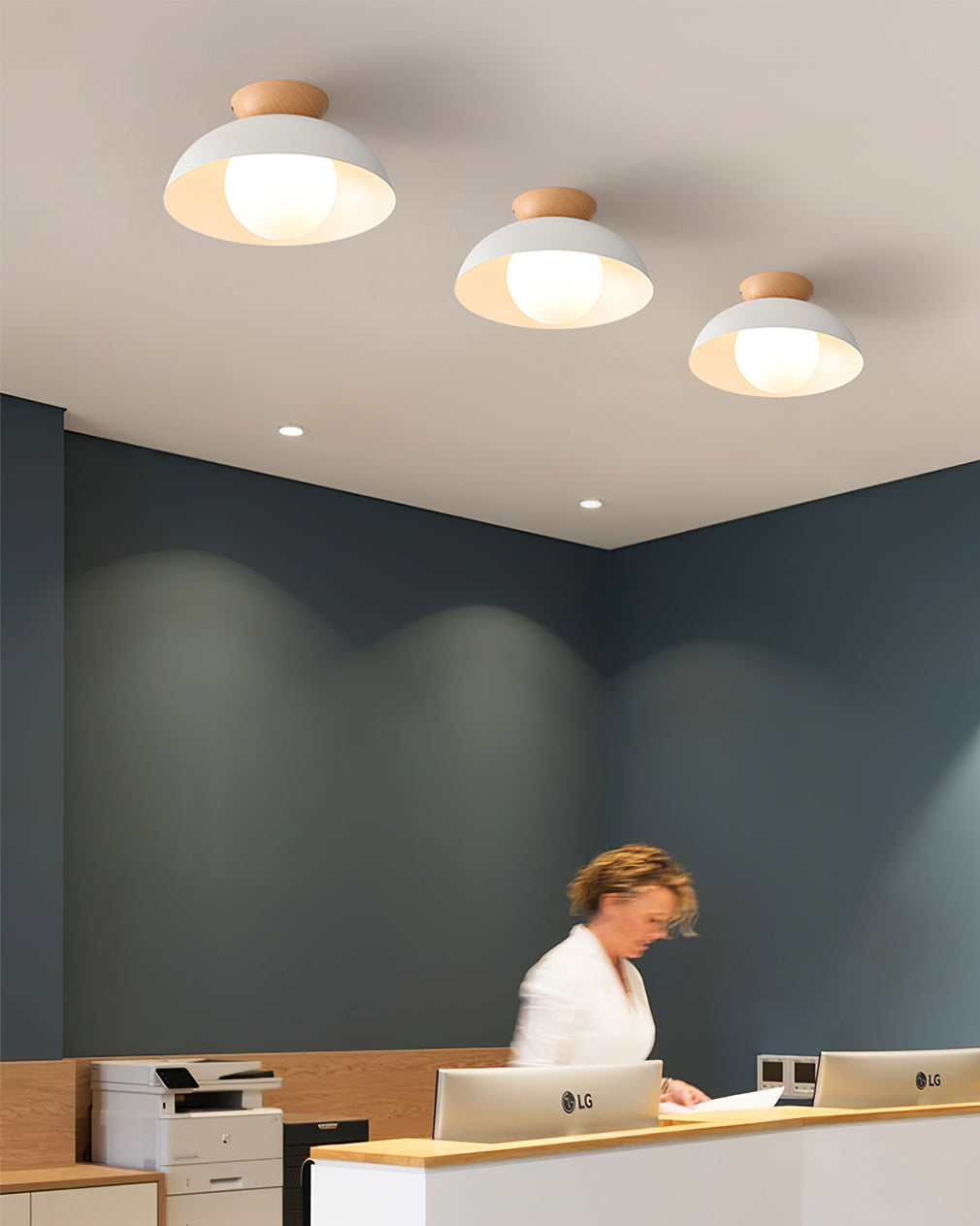 Pendant Light Metal Glass 11.8 in White Black Dining Room Kitchen Hanging Ceiling Lamp E26 E27 | Thomler