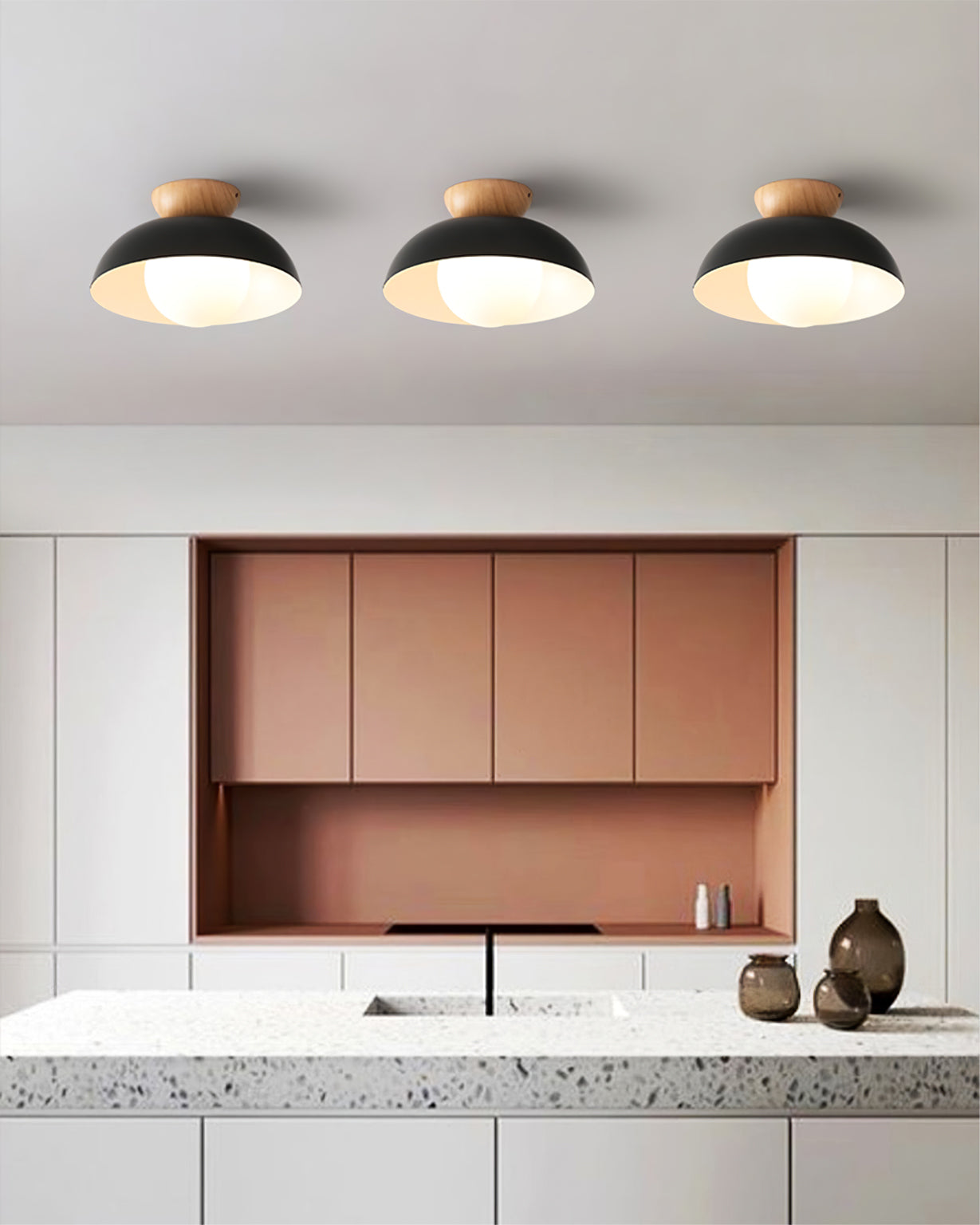 Pendant Light Metal Glass 11.8 in White Black Dining Room Kitchen Hanging Ceiling Lamp E26 E27 | Thomler