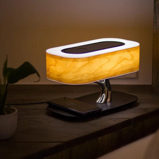 Wireless Charging Table Lamp with Bluetooth Speaker for Bedroom Nightstand Office Desk Living Room Modern LED Accent Light | Thomler