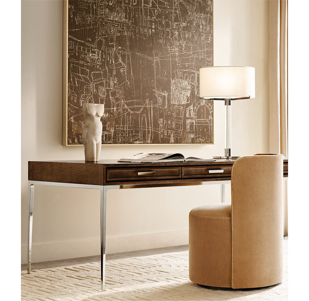 Crystal Column Table Lamp with Drum Shade, Steel Base & Dimmer Switch for Living Room & Bedroom | Thomler