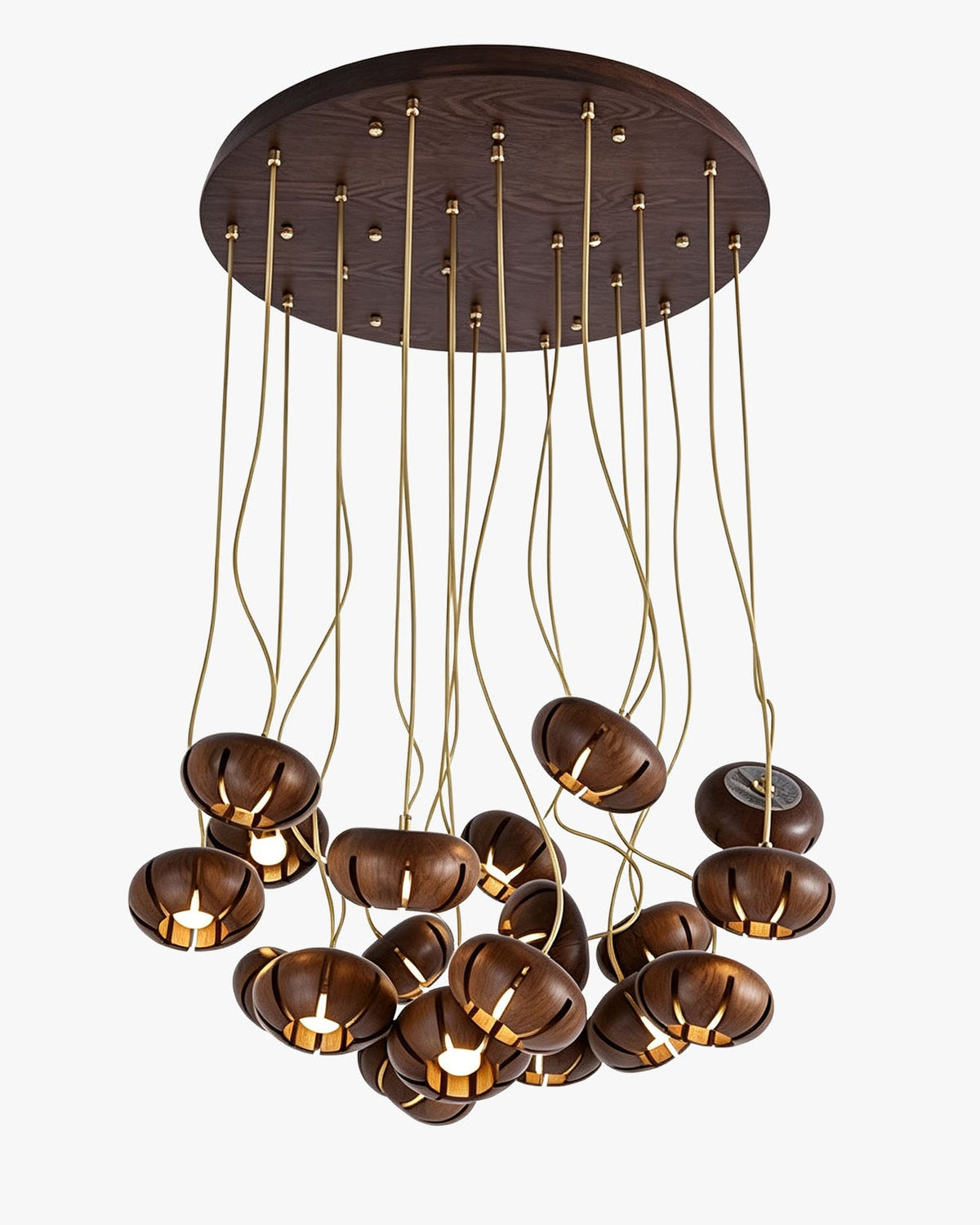 Natural Wood Multi-Pendant Ceiling Light with Cluster Sphere Design for Dining Room & Living Room | Thomler
