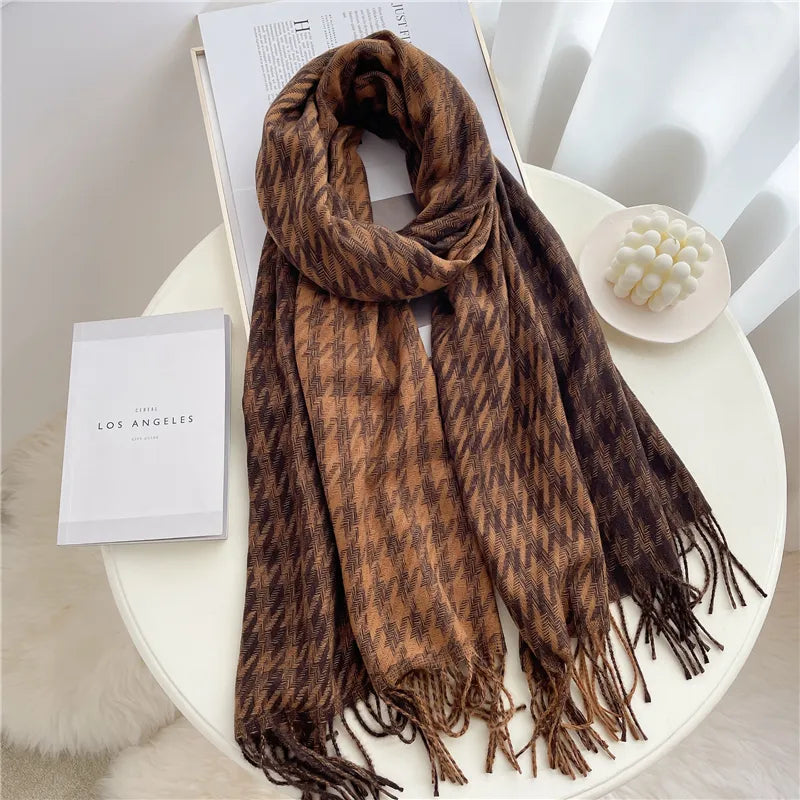 Plaid Cashmere Winter Wrap Scarf – Soft Luxury Shawl for Women, 79×26 Inches, 10 Elegant Patterns | Thomler