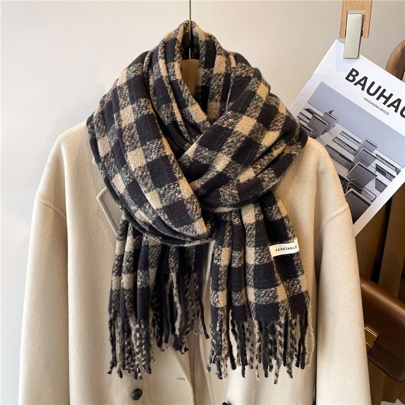 Plaid Cashmere Winter Wrap Scarf – Soft Luxury Shawl for Women, 79×26 Inches, 10 Elegant Patterns | Thomler