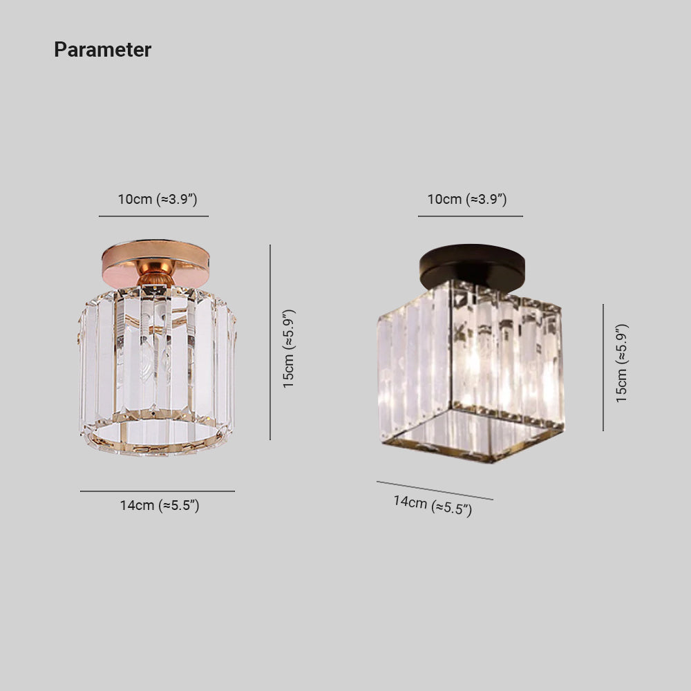 LED Flush Mount Fixture with Adjustable Temperature Settings – Crystal Shade – Square, Round & Hexagon Options | Thomler