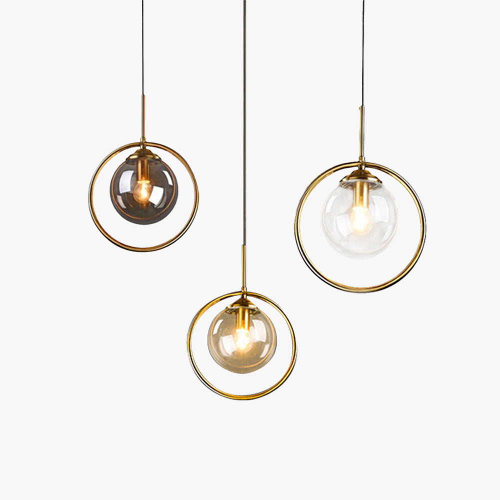 Circular Metal Frame Ceiling Drop Fixture with Translucent Orb Shade for Dining Room & Kitchen | Thomler