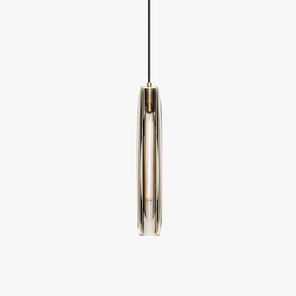 Pendant Light Glass Cylinder 15 in Adjustable Hanging Bedroom Dining Room Ceiling Fixture Modern Minimalist Lighting | Thomler