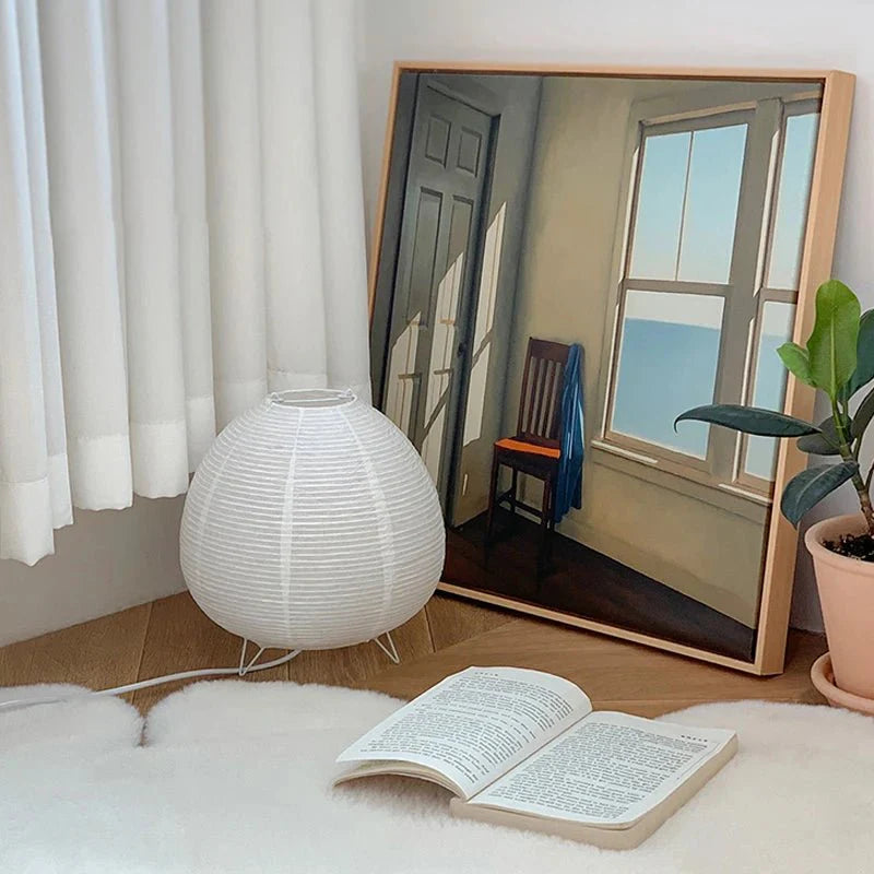 Minimalist Japanese-Style Desk Lamp with Sculptural Paper Shade | Thomler