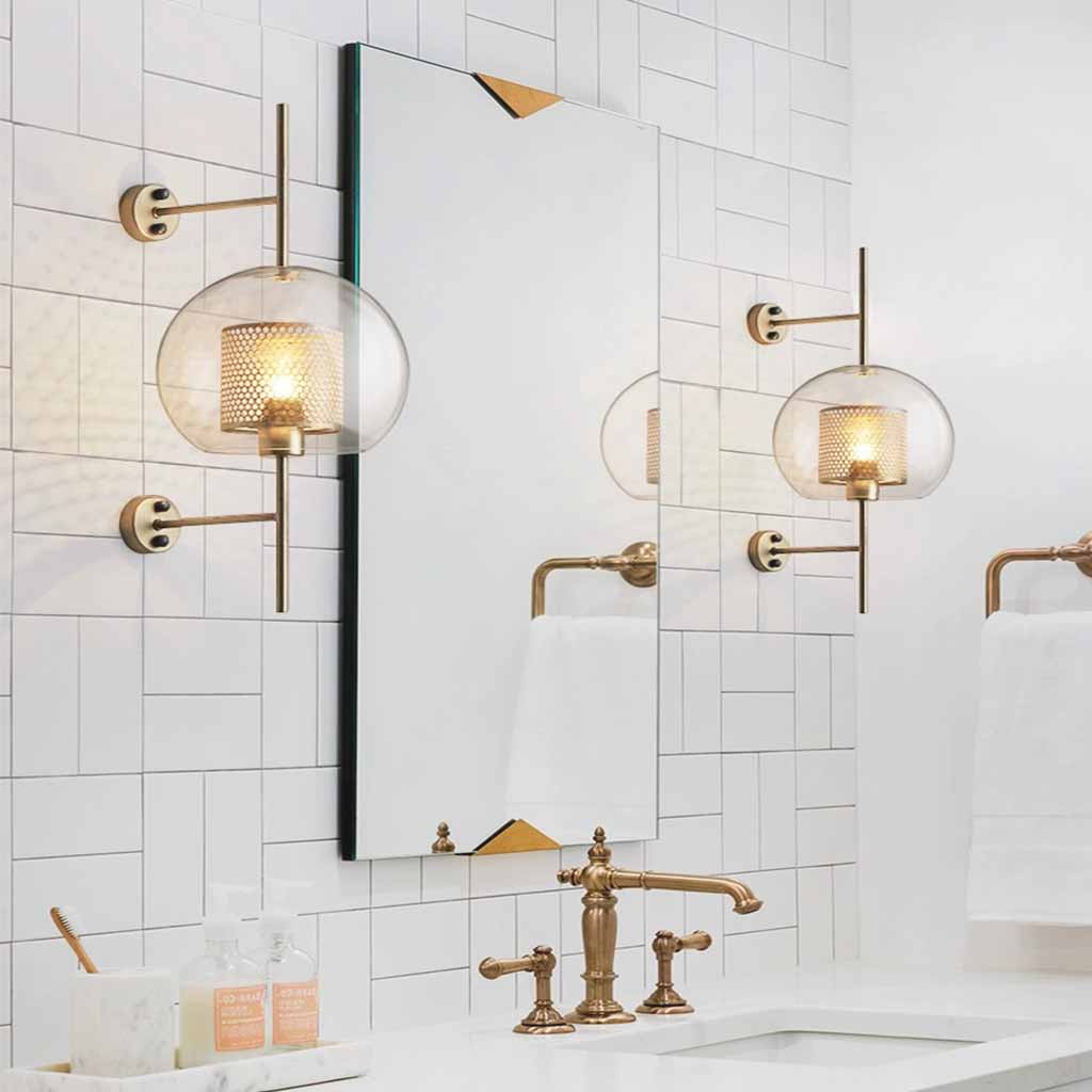 Wall Lamp Metal Glass 26 in Adjustable Living Room Bedroom Lighting Fixture Warm Ambient Light | Thomler