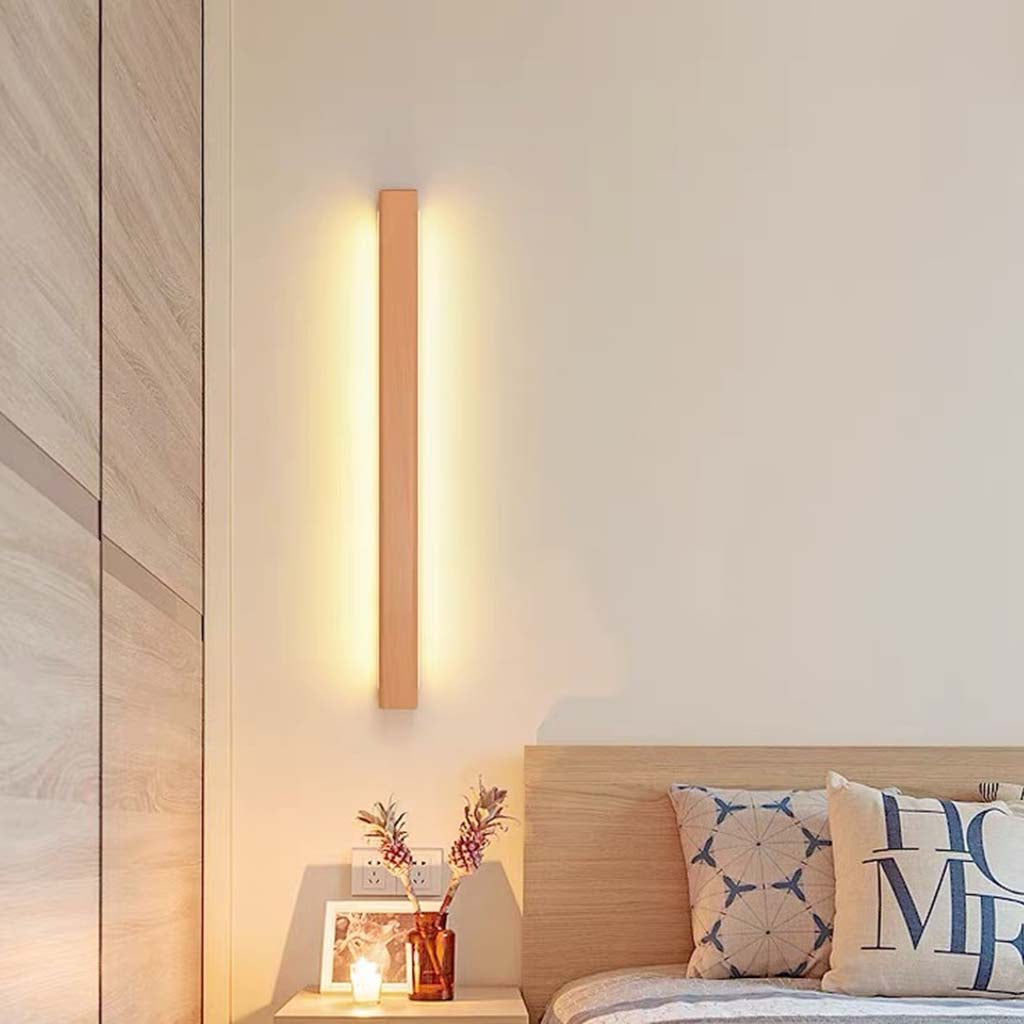 Wall Lamp Beech Wood 39 in Adjustable LED Living Room Bedroom Lighting Minimalist Nordic Modern Home Decor | Thomler