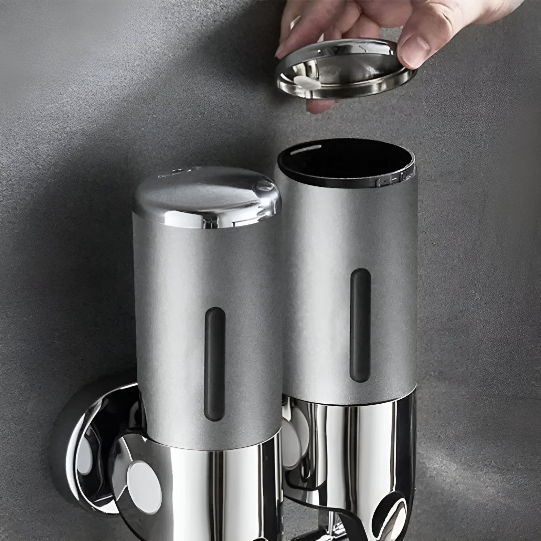 Wall-Mount Soap Dispenser for Bathroom & Kitchen | Space-Saving Metal Pump with Stainless Steel Finish & 17 oz Capacity | Liquid Soap | Thomler
