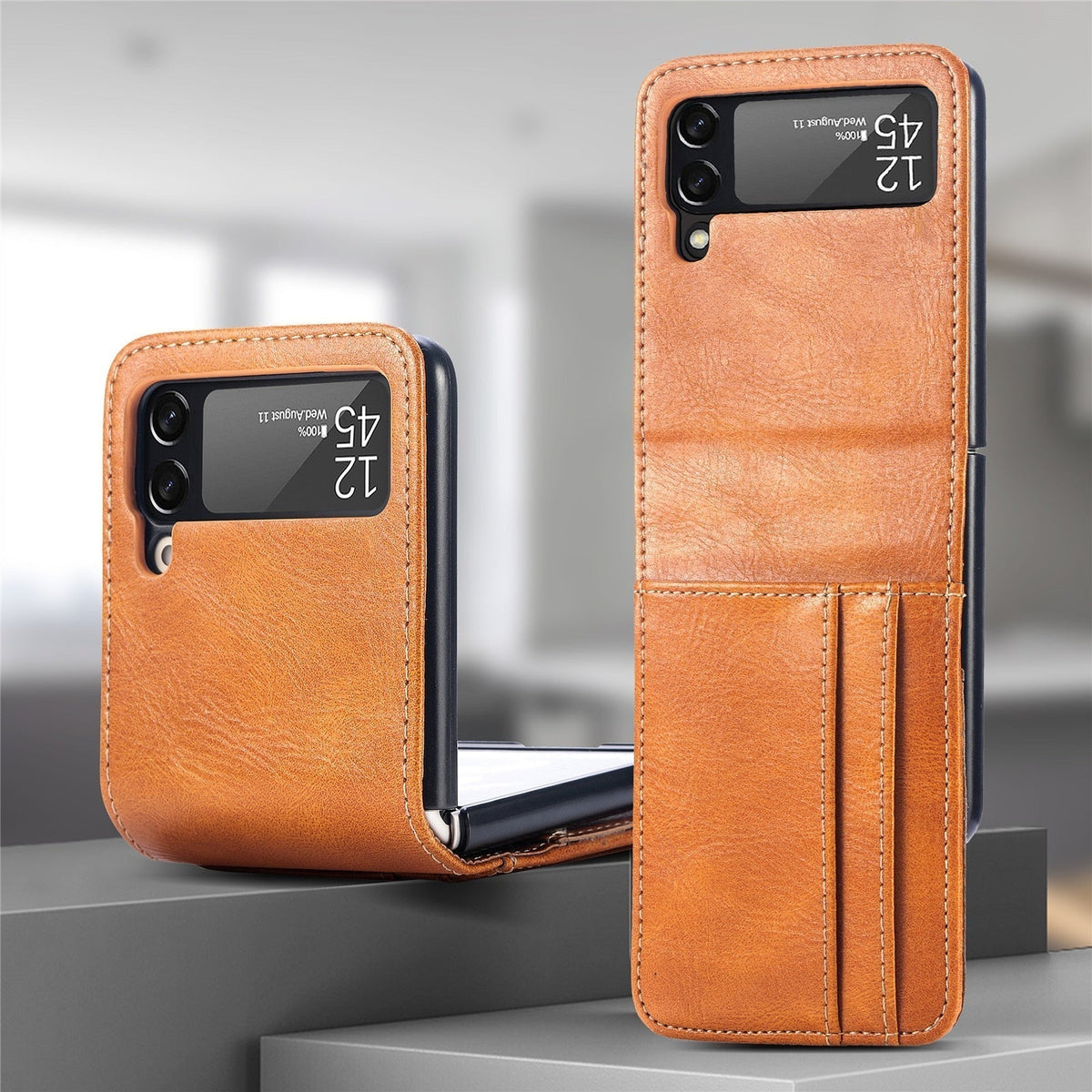 Samsung Galaxy Z Flip Card Holder Case Premium PU Leather Wallet Protection Cover for Flip 3 4 5 6 7 8 with Multiple Card Slots | Thomler