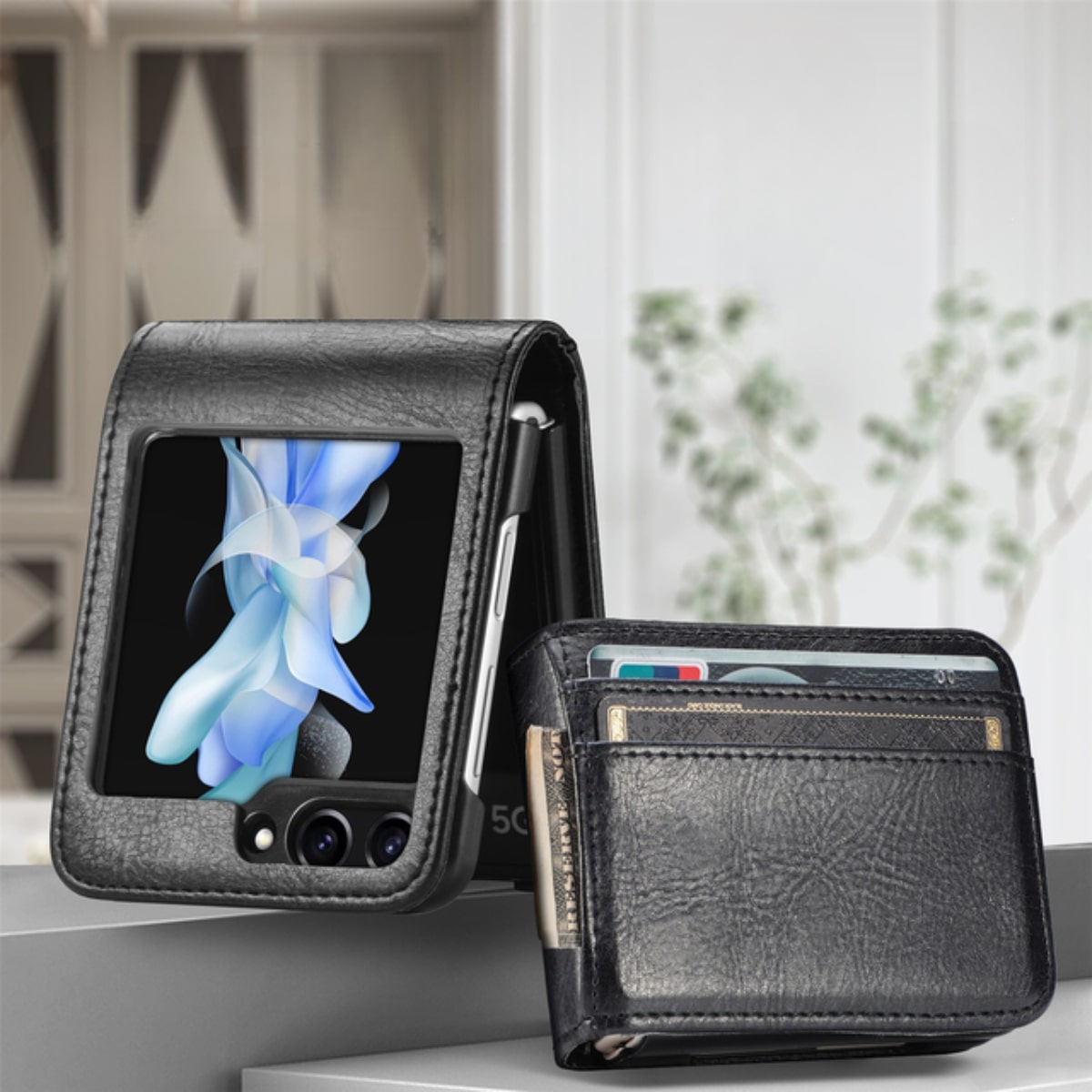 Samsung Galaxy Z Flip Card Holder Case Premium PU Leather Wallet Protection Cover for Flip 3 4 5 6 7 8 with Multiple Card Slots | Thomler
