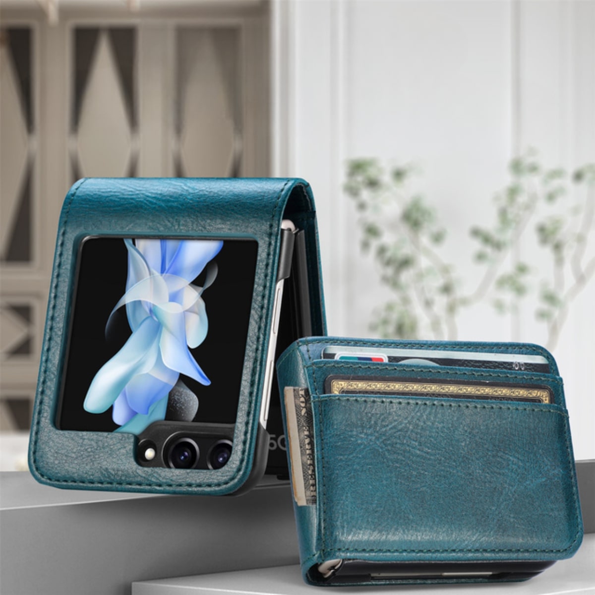 Samsung Galaxy Z Flip Card Holder Case Premium PU Leather Wallet Protection Cover for Flip 3 4 5 6 7 8 with Multiple Card Slots | Thomler
